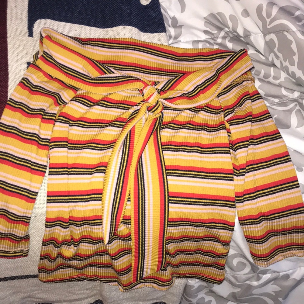 Striped off the shoulder shirt